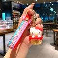 Μπρελόκ Hello Kitty σε βάση cupcake με λουράκι σιλικόνης και χρυσό μεταλλικό κούμπωμα - B469-3 Κόκκινο Kt / Μεγάλο
