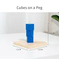 Montessori wooden base with vertical peg and three blue stacking cubes educational toy - Cube on Peg