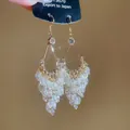 Golden chandelier tassel earrings with clear crystals and sparkling rhinestones - Gold White (39#)
