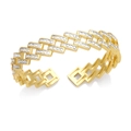 Elegant gold-tone geometric link bracelet featuring sparkling cubic zirconia stones - White