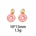 Pink donut gold pendant charm 10x13mm for DIY jewelry making necklaces and bracelets - No.8 Pink Donut