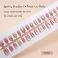 Pink gradient cat-eye press-on nails set with 30 pieces in sizes XS, S, and M - Spring Gradient (T003) / 30 Pcs/Strip