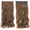 Medium brown long wavy hair extension with 5 clips for secure attachment - Ash Brown (8)