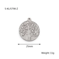 25mm stainless steel Tree of Life pendant with embossed texture and 11g weight - Style 2