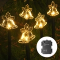 Solar Christmas bell garden lights with warm yellow LED stakes and timer controller - Bell Shape Battery Box (5-in-1 Warm White)
