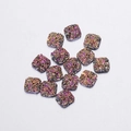 Macro shot of 9.5mm square colorful resin rhinestones with druzy texture on white background - Color 5 (Multicolor)