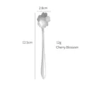 Silver stainless steel cherry blossom spoon with 12.5cm length and mirror finish - Silver Cherry Blossom