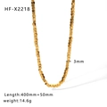 Golden titanium steel beaded necklace with 3mm hexagonal facets and adjustable chain - Hexagonal Gold Bead Chain Style (HF-X2218)