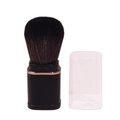 Retractable black makeup brush with rose gold trim and clear lid on white background - Retractable with Lid / Black