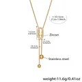 Tabella taglie dettagliata della collana d'oro in acciaio inox con zircone - 55+5cm / Oro