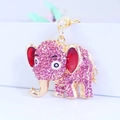 Creatieve gouden olifant sleutelhanger met roze strassteentjes voor vrouwen - Rozerood