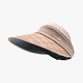 Women's woven sun hat with khaki strap and silver G-letter metal ornament - Khaki