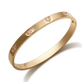 Elegant 18K gold plated stainless steel bangle with sparkling heart-shaped crystal inlays - Heart Starry Encrusted / Rose Gold