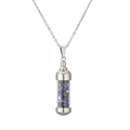 Détail du pendentif flacon de parfum avec pierres bleues et chaîne en acier argenté - Bleu (Lapis-lazuli)