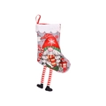 Calza di Natale in peluche con stampa gnomo e gambe lunghe per albero di Natale - Gnomo Grigio con Cappello Rosso