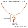 Detail of Christmas beaded necklace with candy cane pendant and measurements - Candy Cane Pendant-Red White Beads