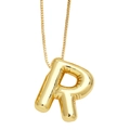 Balloon style letter R pendant necklace in 18K gold plated copper with glossy finish - Letter R