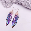 Elegant purple butterfly wing earrings with S925 silver hooks and colorful rhinestones - Blue Painted Rhinestone-Rose Gold