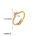 Vue détaillée d'une bague couronne dorée avec zircons et mesures de dimensions - Style Ouvert Couronne Minimaliste(TR4061)