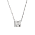 Collana minimalista con ciondolo lettera M in finitura argento e zirconi brillanti - Colore Acciaio-Lettera M