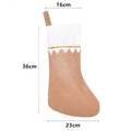 Brown Christmas stocking with white plush cuff and gold trim, dimensions 16x36x23cm - Milk Tea Body White Top Gold Trim