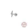 S925 sterling silver lightning bolt cartilage stud earring with white cubic zirconia - Platinum Single #9
