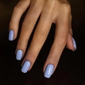 Glossy light blue square press-on nails with a smooth gel finish for professional manicure - Light Blue