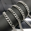 Polished silver stainless steel Cuban link chains for DIY necklaces and bracelets - Ultra Thin Style / Steel
