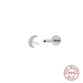 S925 sterling silver moon cartilage stud earring in silver finish with secure butterfly back - #12 Moon / White Gold