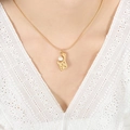Fashionable gold necklace with pearl pendant on high-quality stainless steel chain for women - Gold Necklace - 40+5cm