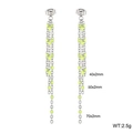 Neon yellow beaded fringe tassel earrings in stainless steel with 70mm length - Steel - Fluorescent Yellow