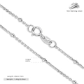Minimalist S925 sterling silver beaded chain necklace in silver finish 40cm length - Beaded Diamond-cut Cross Chain 40CM / 925 Silver White Gold Plated