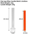 Flat top cylindrical candle mold made of transparent plastic with dimension markings - Flat Top 2.2x20cm