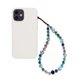 Cinturino per telefono in cristallo colorato con cuori su custodia bianca lucida - Cuore Bianco Iridescente