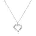 Hollow heart pendant necklace in silver finish with inlaid pearls and sparkling crystals - Pearl Zircon Heart (M-406)