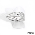 Anello minimalista a forma di foglia di monstera in acciaio inossidabile argento - Anello a foglia cava argentato (PB758)