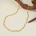 French vintage handmade beaded necklace with golden geometric diamond-shaped links - Stainless Steel Gold Rhombus Chain (XL-884J)