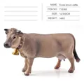 Realistic Swiss brown cattle animal model figurine with cowbell details for farm sand table - Swiss Brown Cattle (PL127-1199)