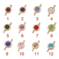 Ciondoli pietra portafortuna 6,5 mm in acciaio inox in 12 colori per gioielli DIY - Stile 7 Rosso / Oro