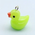 Fluorescent green resin duck keychain pendant with cute cartoon design and silver ring - Bulk Pendant / Green