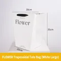 White trapezoid gift bag with clear window, black handles, 30x35x20cm, 68g weight - Large FLOWER Trapezoidal White