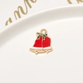 Christmas bell charms in red and white enamel with green bow and gold alloy finish - 26# Christmas Bells (16*20mm)