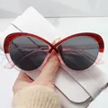 Occhiali da sole cat-eye oversize con ponte a X e montatura sfumata rosso-rosa alla moda - Montatura Sfumata Tè Rosa Lenti Grigie