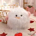 White plush snowman decorative pillow with 45cm height and soft faux fur texture - Pink Snowman