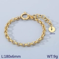 18k gold plated stainless steel Rolo chain bracelet with letter F pendant - Gold - Letter F (KB186369-Z)
