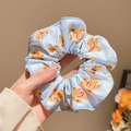 Blauw gestreepte scrunchie in pastorale stijl met schattig cartoon beerpatroon - #4 Blauwe Beer 14 Cm