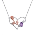 Rose gold heart necklace with purple gemstone and MOM lettering for women - Amethyst White Gold Plated Approx. 2g