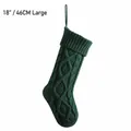 Knitted 18 inch dark green Christmas stocking with thick cable pattern and hanging loop - 18 Inch / 46CM Large / Dark Green