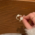 Elegant C-shaped gold pearl earrings with white camellia flower design for women - Pearl C-shaped Camellia Earrings