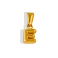 Polished 18K gold plated stainless steel letter E pendant in a 3D bubble style - Letter E - Gold